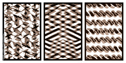 Set of 3 Abstract illustration in vintage style. For use in graphics, for wall decor. 
