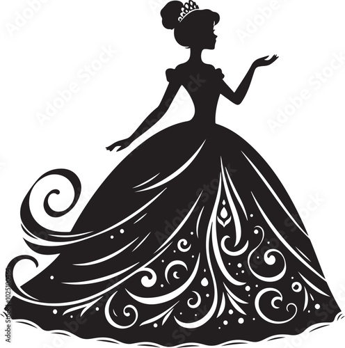 princess silhouette vector. Beautiful princess