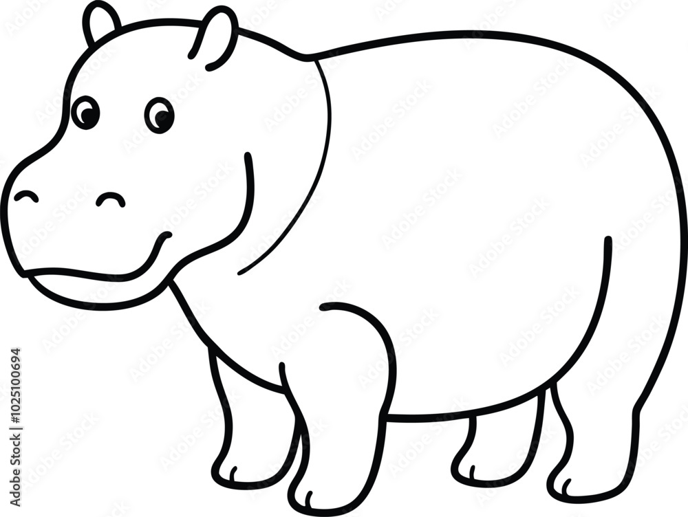 Hippopotamus outline vector and line art illustration design. hippopotamus, hand drawn vector illustration, outline drawing. Coloring book page. Hippopotamus outline vector and line art illustration design. hippopotamus, hand drawn vector illustration, outline drawing. Coloring book page.