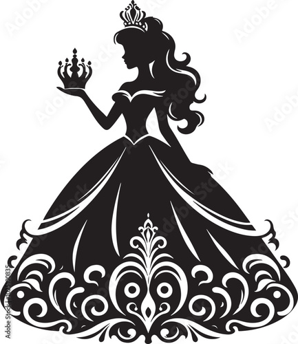 princess silhouette vector. Beautiful princess