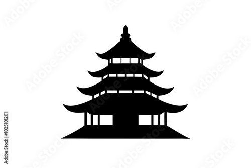 Japanese pagoda | vector silhouette illustration on white background