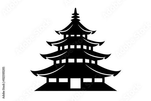 Japanese pagoda | vector silhouette illustration on white background