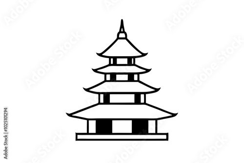 Japanese pagoda | vector silhouette illustration on white background