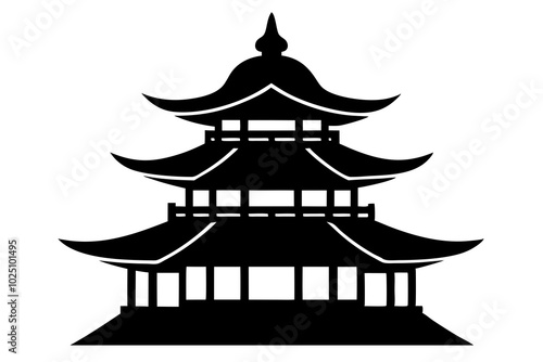 Japanese pagoda | vector silhouette illustration on white background