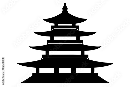 Japanese pagoda | vector silhouette illustration on white background