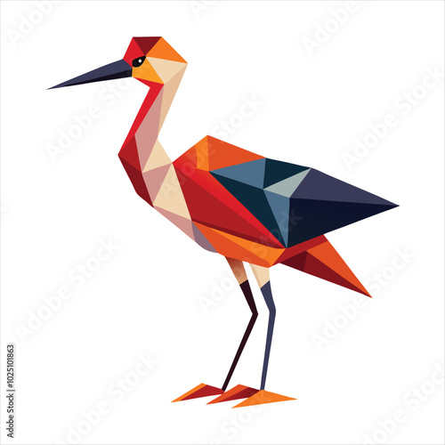 Low poly traditional vector birds 