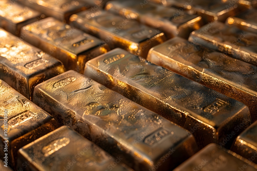 A Glimmering Array of Gold Bars Showcasing Wealth and Luxury A Glimmering Array of Gold Bars Showcasing Wealth and Luxury