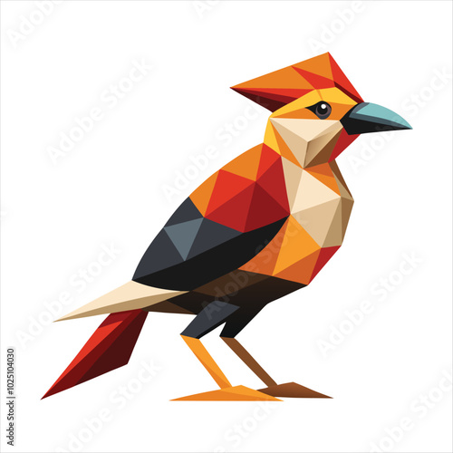 Low poly traditional vector birds 