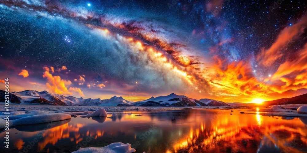 Cosmic Inferno: A Stunning Astral Phenomenon of Celestial Fire and Galactic Ice Captured in a Vibrant Cosmic Landscape Cosmic Inferno: A Stunning Astral Phenomenon of Celestial Fire and Galactic Ice Captured in a Vibrant Cosmic Landscape