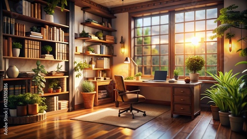 Cozy and Inviting Relaxing Working Room with Tilt-Shift Photography