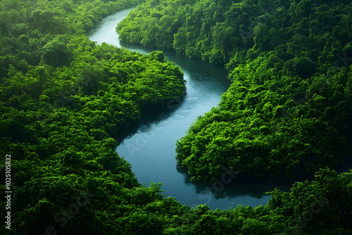 River winding through a lush