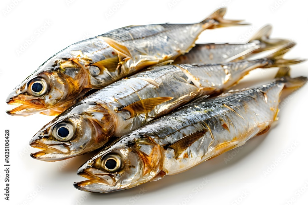 Freshly Caught Fish Displayed on a White Background Freshly Caught Fish Displayed on a White Background