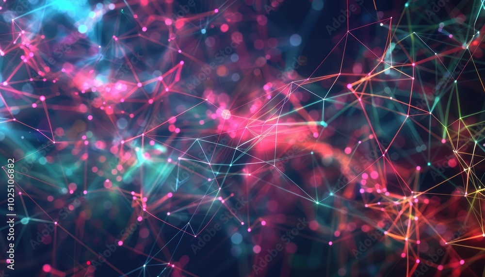 Abstract Network of Interconnected Glowing Lines and Points Abstract Network of Interconnected Glowing Lines and Points