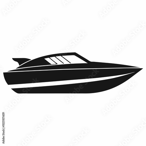 Speed boat silhouette vector illustration