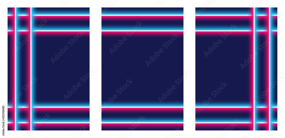 Collection of Neon Line Pattern Backgrounds with Stripes Collection of Neon Line Pattern Backgrounds with Stripes
