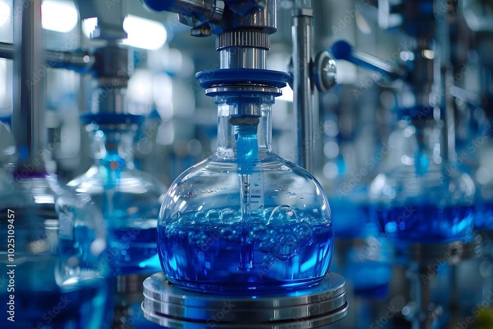 Vibrant Blue Solutions in a Laboratory Setting Vibrant Blue Solutions in a Laboratory Setting