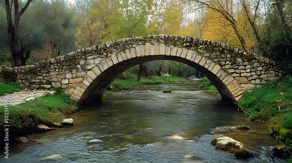 Fototapeta premium 84. A charming old bridge over a river