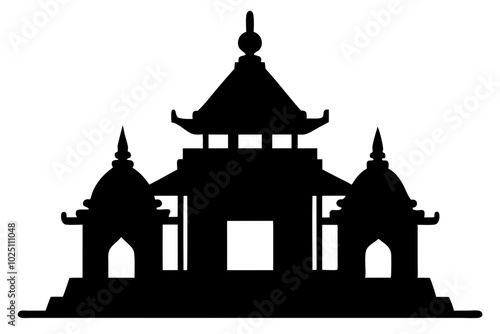 Hindu spiritual temple | vector silhouette illustration on white background