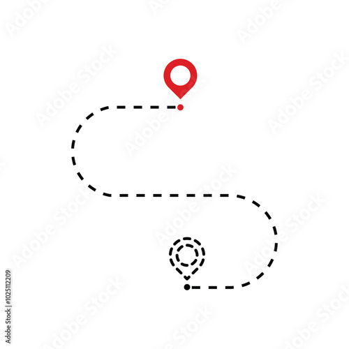 simple route like we have moved. flat stroke trend outline logotype graphic art design illustration element isolated on white. concept of interest land