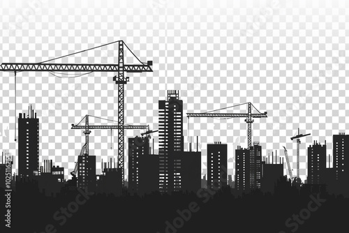 Construction Cranes Silhouette