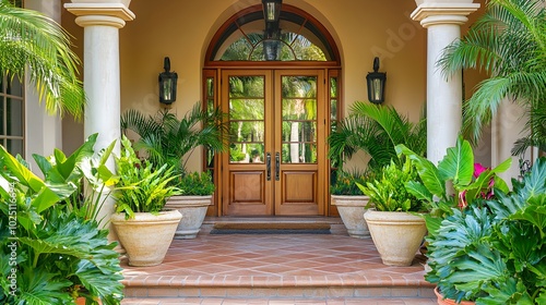Fototapeta Naklejka Na Ścianę i Meble -  100. A beautiful entryway with natural pest prevention plants