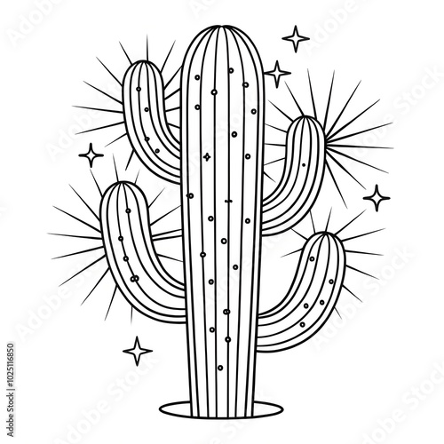 Coloring page with cactus 