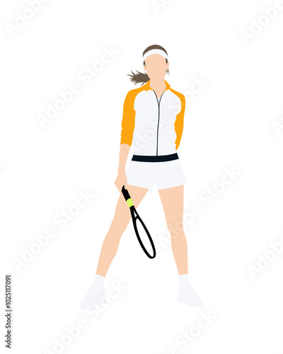 Flat vector people and illustration, woman with sport tennis outfit