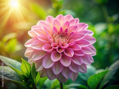 Delicate Pink Flower with Green Leaf - Natural Beauty in Product Photography