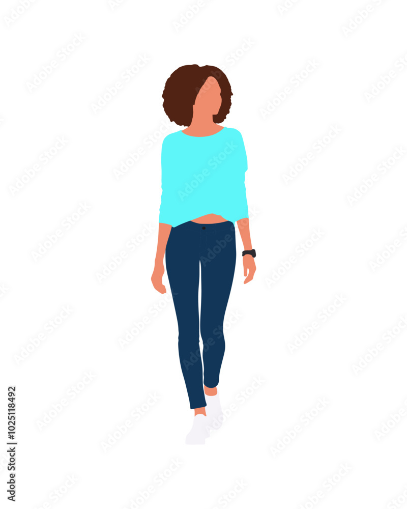 Flat vector people and illustration, woman with casual outfit Flat vector people and illustration, woman with casual outfit
