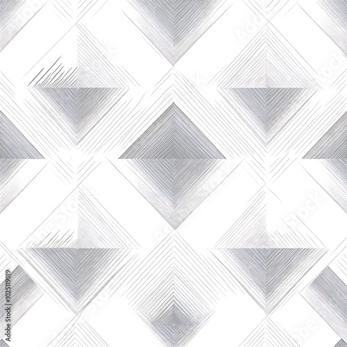 Minimalist pattern of gray triangles, squares, and diamonds on a white background, creating a clean geometric design.