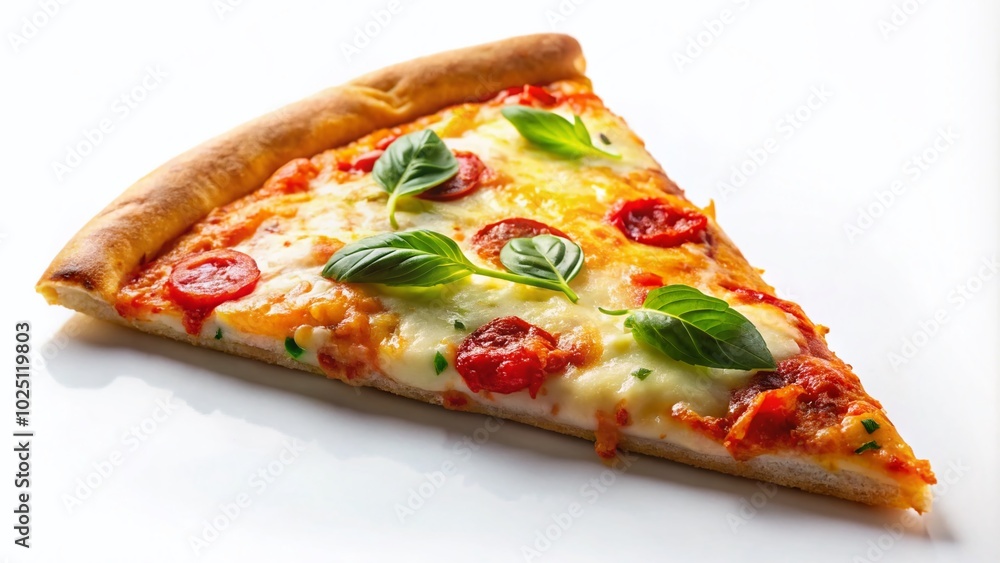 Delicious slice of cheese pizza on a white background perfect for food photography and culinary design projects Delicious slice of cheese pizza on a white background perfect for food photography and culinary design projects