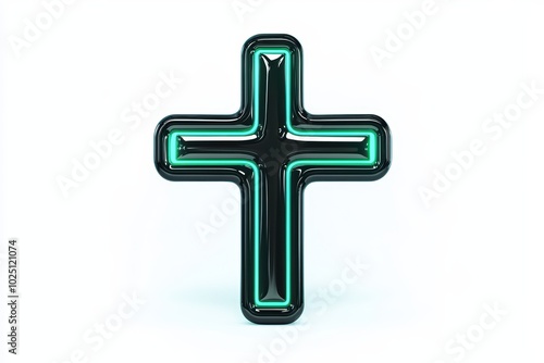 Stylized cross design with neon accents, isolated on a white background.