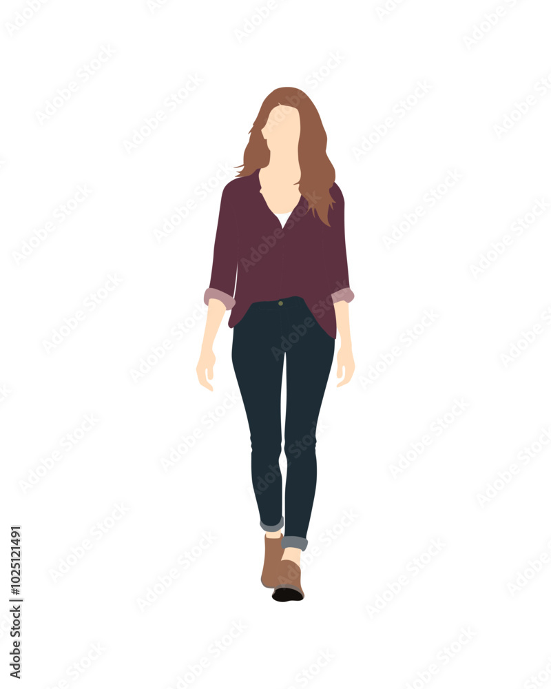 Flat vector people and illustration, woman with casual outfit Flat vector people and illustration, woman with casual outfit