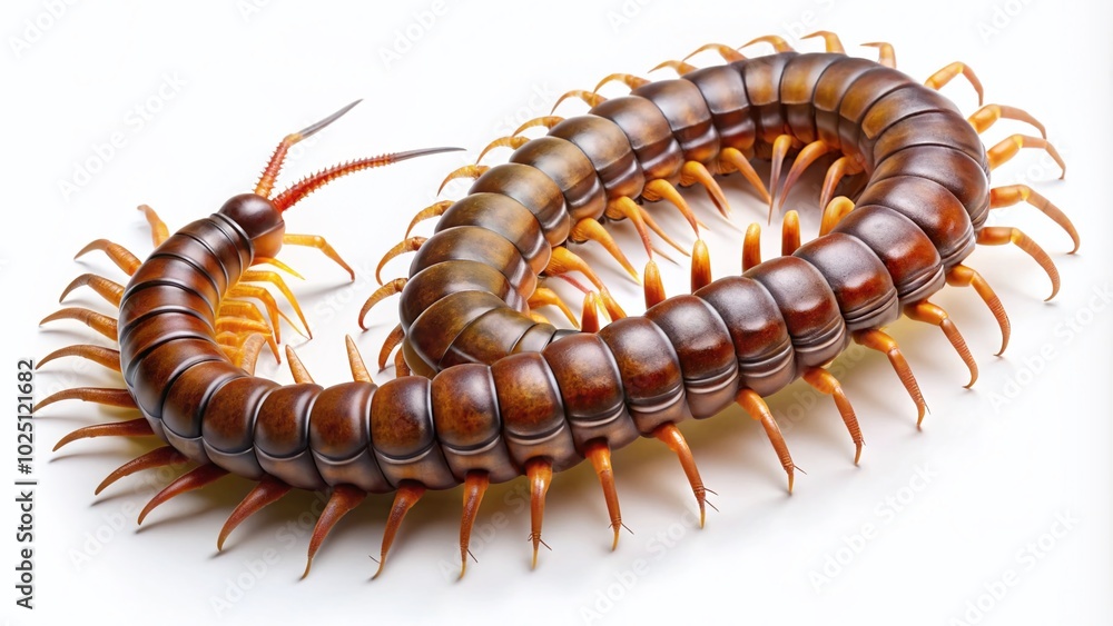 Fototapeta premium Detailed Centipede Illustration on a White Background for Educational and Scientific Use