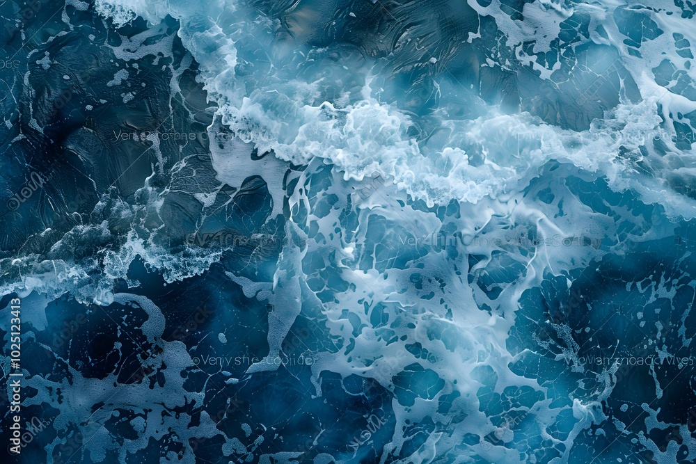 Captivating Aerial View of Turquoise Ocean Waves and Foam Captivating Aerial View of Turquoise Ocean Waves and Foam