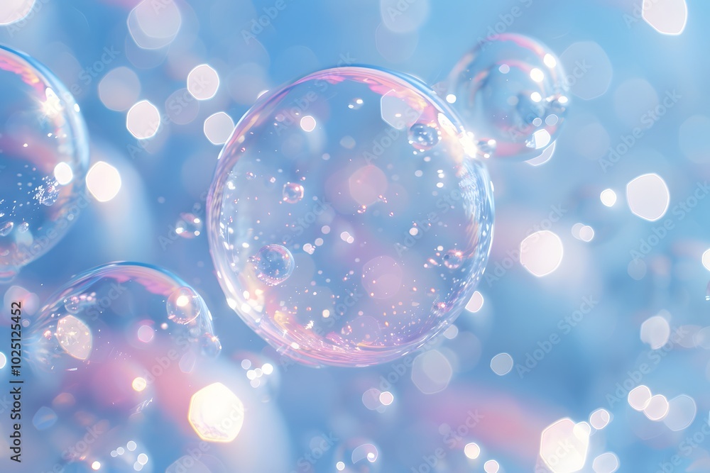 Ethereal Bubbles Floating in a Dreamy Blue Background Ethereal Bubbles Floating in a Dreamy Blue Background