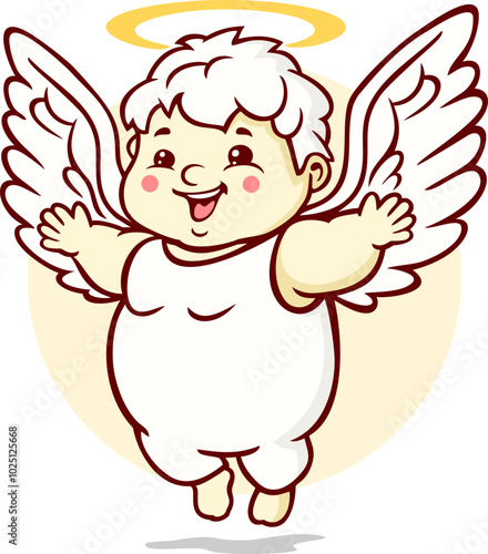 Funny Cute Angel Cartoon Illustration