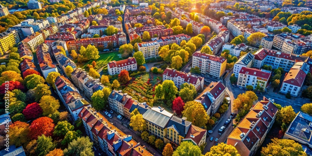 Fototapeta premium Discover a City from Above: Aerial Drone Photography Capturing Urban Details