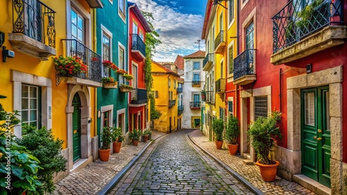 Discover a Charming Alley in Lisbon: A Hidden Gem of Colorful Architecture and Cobblestone Streets in Portugal