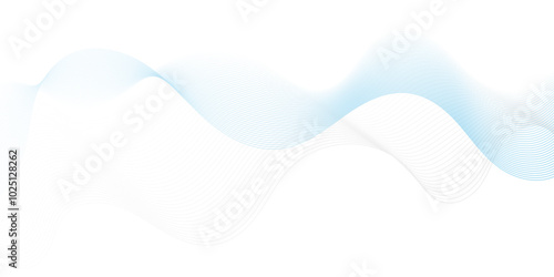 Abstract white, blue light blend paper wave line. abstract gradient transparent tech wave curve creative technology flowing smooth diagonal background. Modern creative wave lines glowing moving sound.