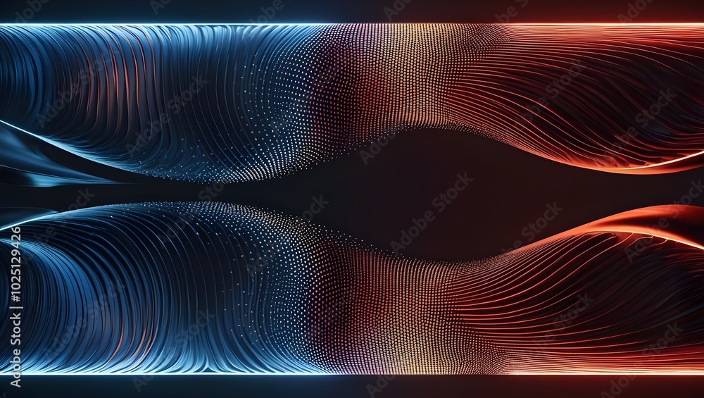 3D visualization of a blue, wavy surface. 3D visualization of a blue, wavy surface.