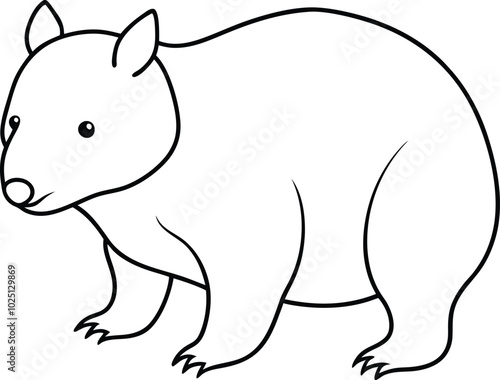 Wombat outline vector and line art illustration design. Wombat vector line icon for Wombaz Day on October 22. Wombat Outline Coloring Page For Kids. photo