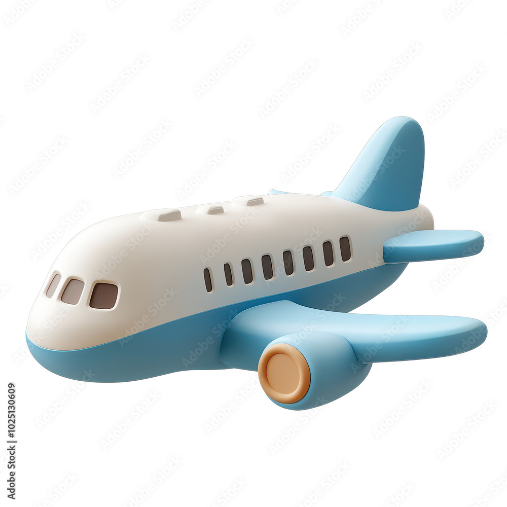 Naklejka premium PNG blue airplane 3d icon, cartoon style minimal on transparent, isolate on white background