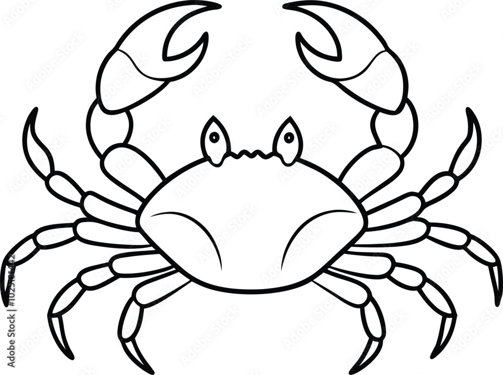 Crab outline vector art, line art illustration design. Design for seafood menu, coastal decor. Marine life and cuisine concept. Icon and Logo. Crab outline vector art, line art illustration design. Design for seafood menu, coastal decor. Marine life and cuisine concept. Icon and Logo.