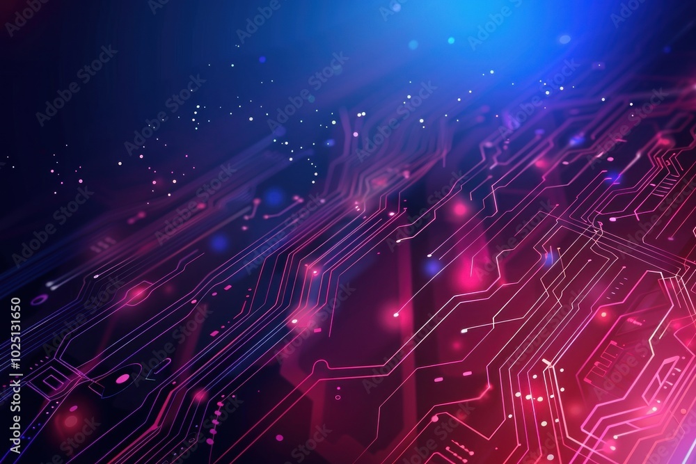 Abstract neon circuit board with glowing lights. Technology background illustration for digital design and print. Abstract neon circuit board with glowing lights. Technology background illustration for digital design and print.