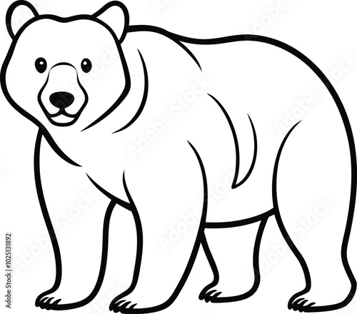 Grizzly Bear outline vector and line art illustration design. Animal like silhouette bear. Creative graphic design. Vintage poster, drawing, hand drawn wild icon and logo line art drawing.
