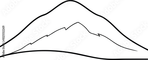 A wonderful Hill outline vector art and line art illustration design. Mountain line. Simple minimal landscape. Linear silhouette of mountains. Outline rocky peaks icon, contour line.