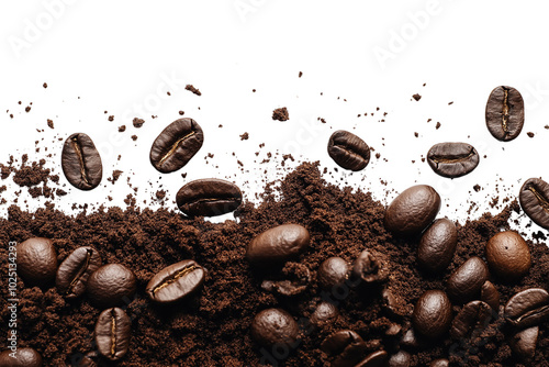 Coffee powder mix bean template isolate on white background, png die cut transparent.
