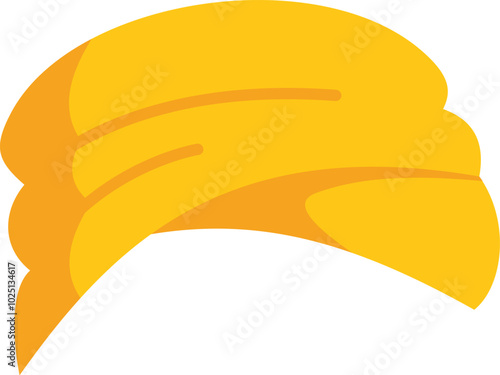 Vector illustration of a yellow indian turban, a traditional headwear representing indian culture