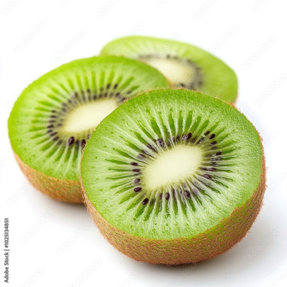 Fresh sliced kiwi with vibrant green color and clean lighting Fresh sliced kiwi with vibrant green color and clean lighting